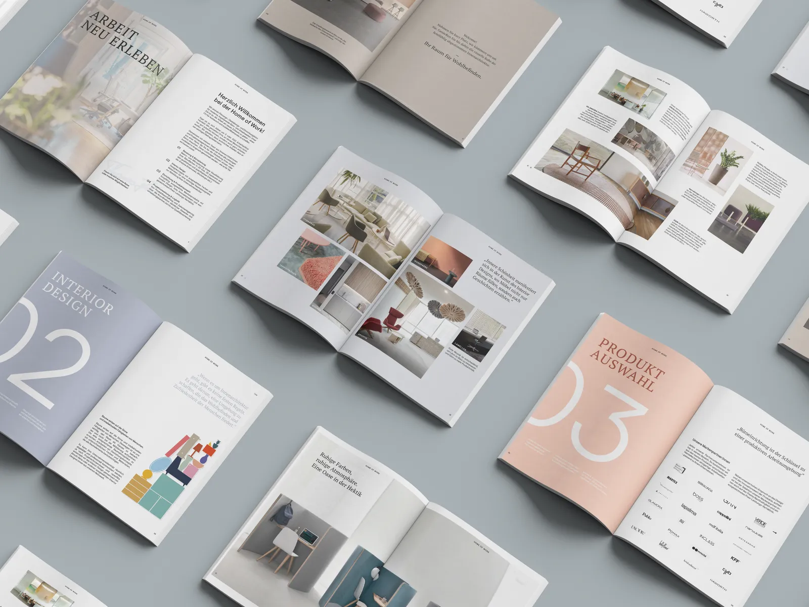 Broschüren-Serie mit klarer Typografie und ruhigem Layout