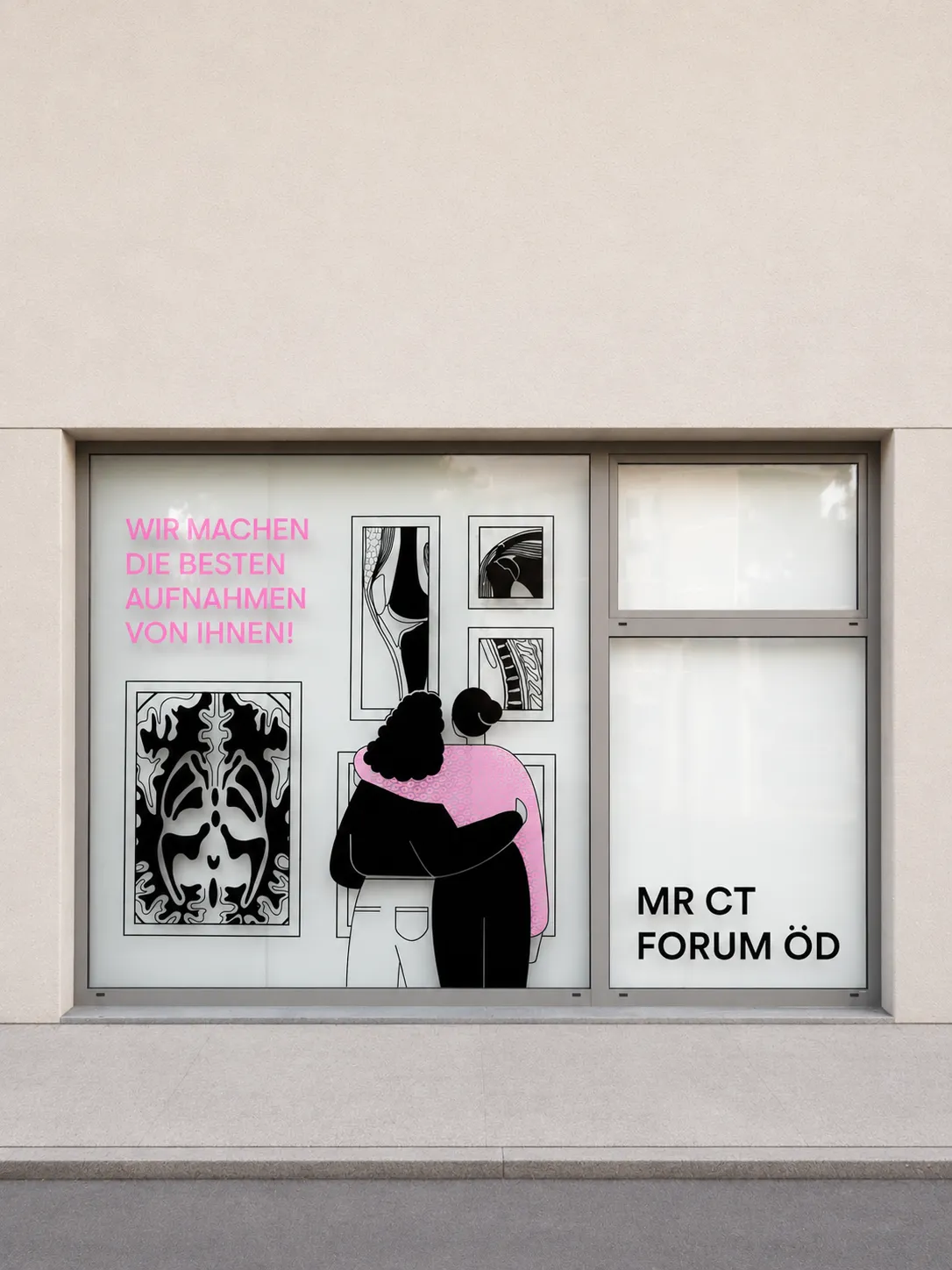 Illustrierte Schaufenstergestaltung mit figürlichen Motiven